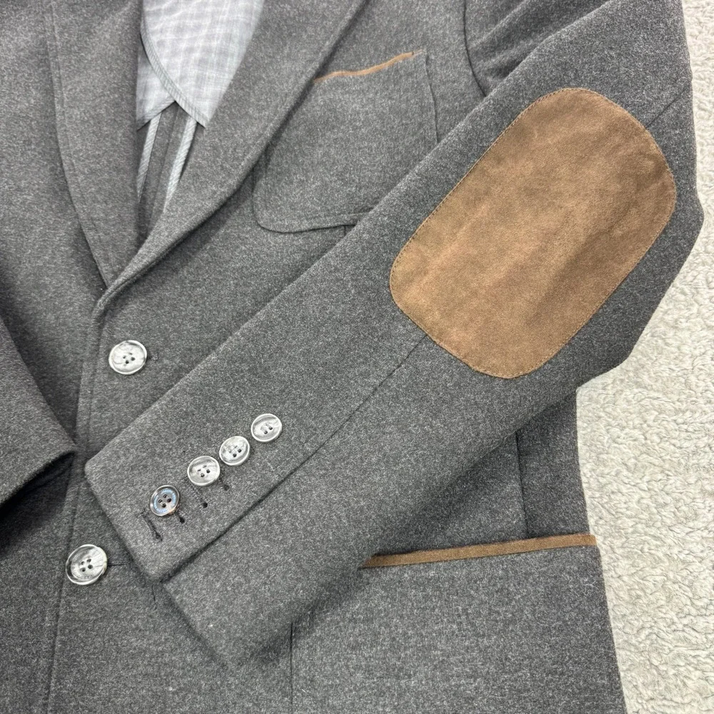 Joseph Abboud Mens Gray Knit Blazer Sport Coat Elbow Patches Size M